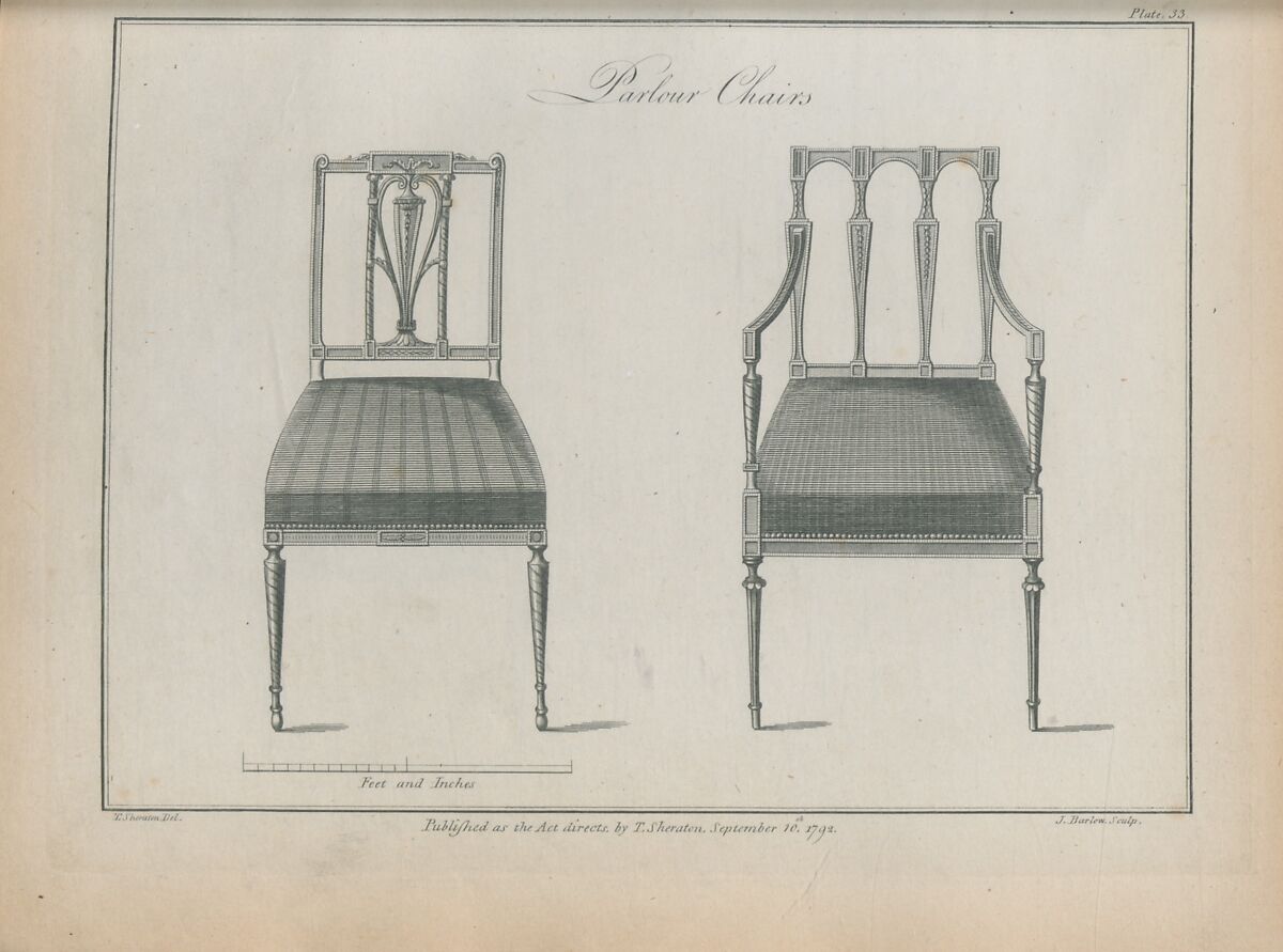Hlavné dielo Thomasa Sheratona „The Cabinet-Maker and Upholsterer's Drawing-Book.“ 1791